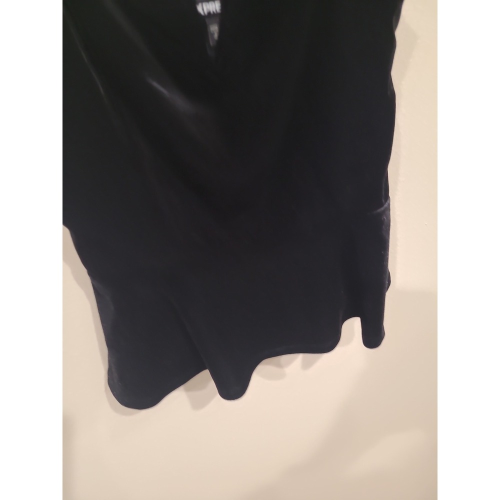 Express Black Velour Tank with peplum Women SZ XS goth witchy festival punk vamp - Picture 5 of 10